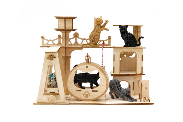 Cat Playground - 10 models SET 3D Wooden Puzzle DIY Kit by GIANT